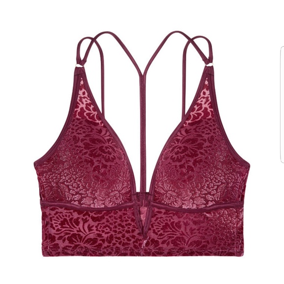 PINK VS Brand Ruby Red Velvet Bralette Large NIB - Picture 2 of 8